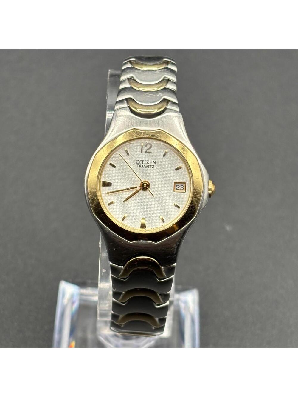 Citizen Ladies Two-Tone 25mm Watch Silver Dial Running W/ Date Window